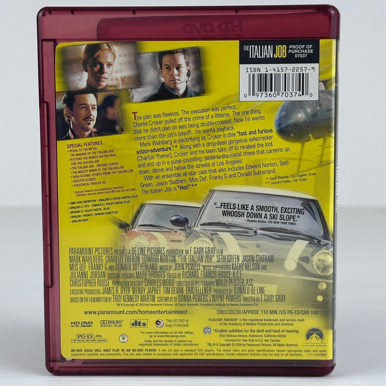 The Italian Job HD DVD 2003 Mark Wahlberg Charlize Theron Action Heist Movie by Buysaavy