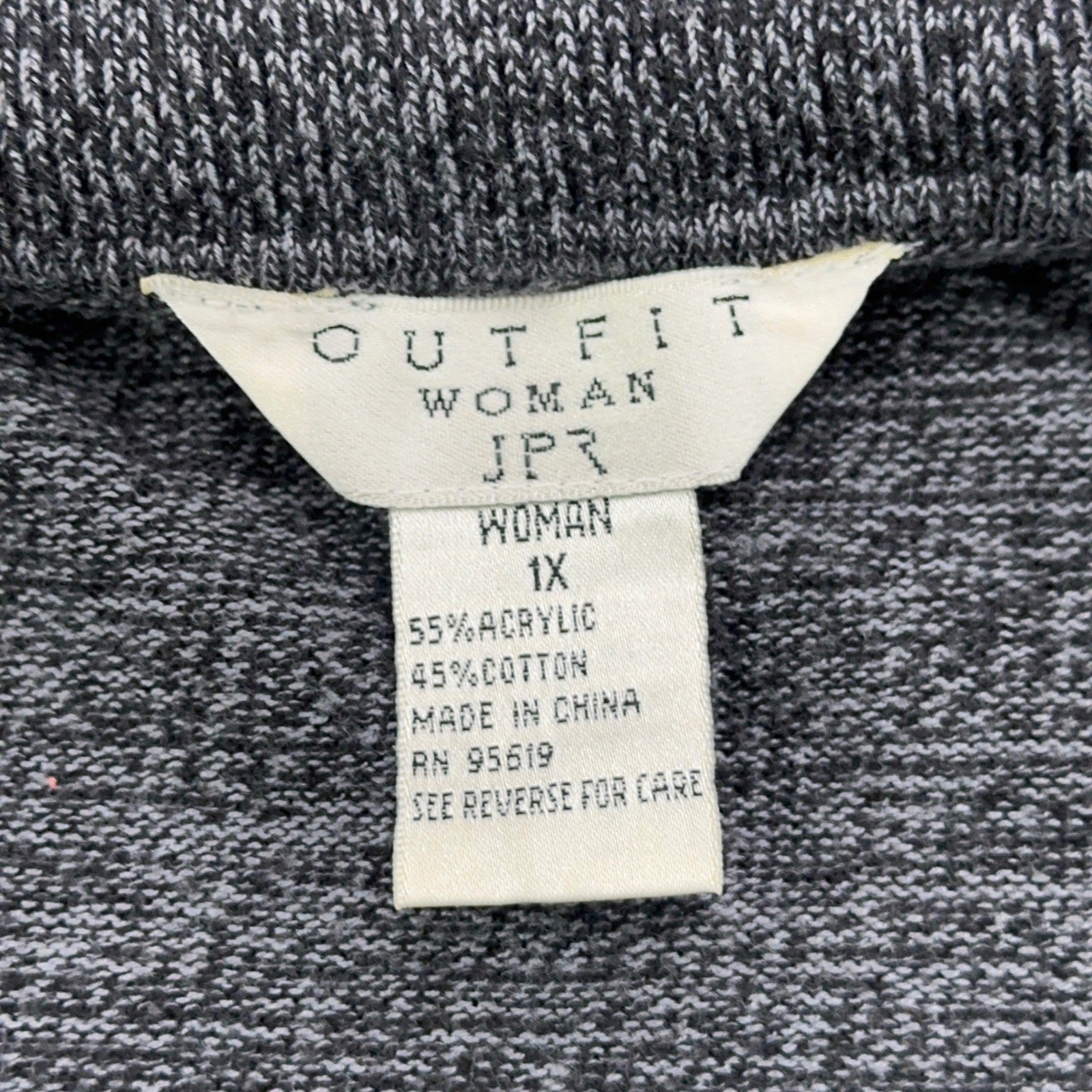 Outfit Woman JPR Charcoal Gray Marl Knit Twin Set Cardigan Tank Plus Size 1X by Outfit Woman JPR