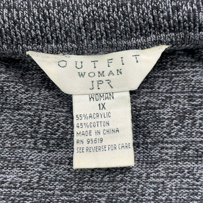 Outfit Woman JPR Charcoal Gray Marl Knit Twin Set Cardigan Tank Plus Size 1X by Outfit Woman JPR