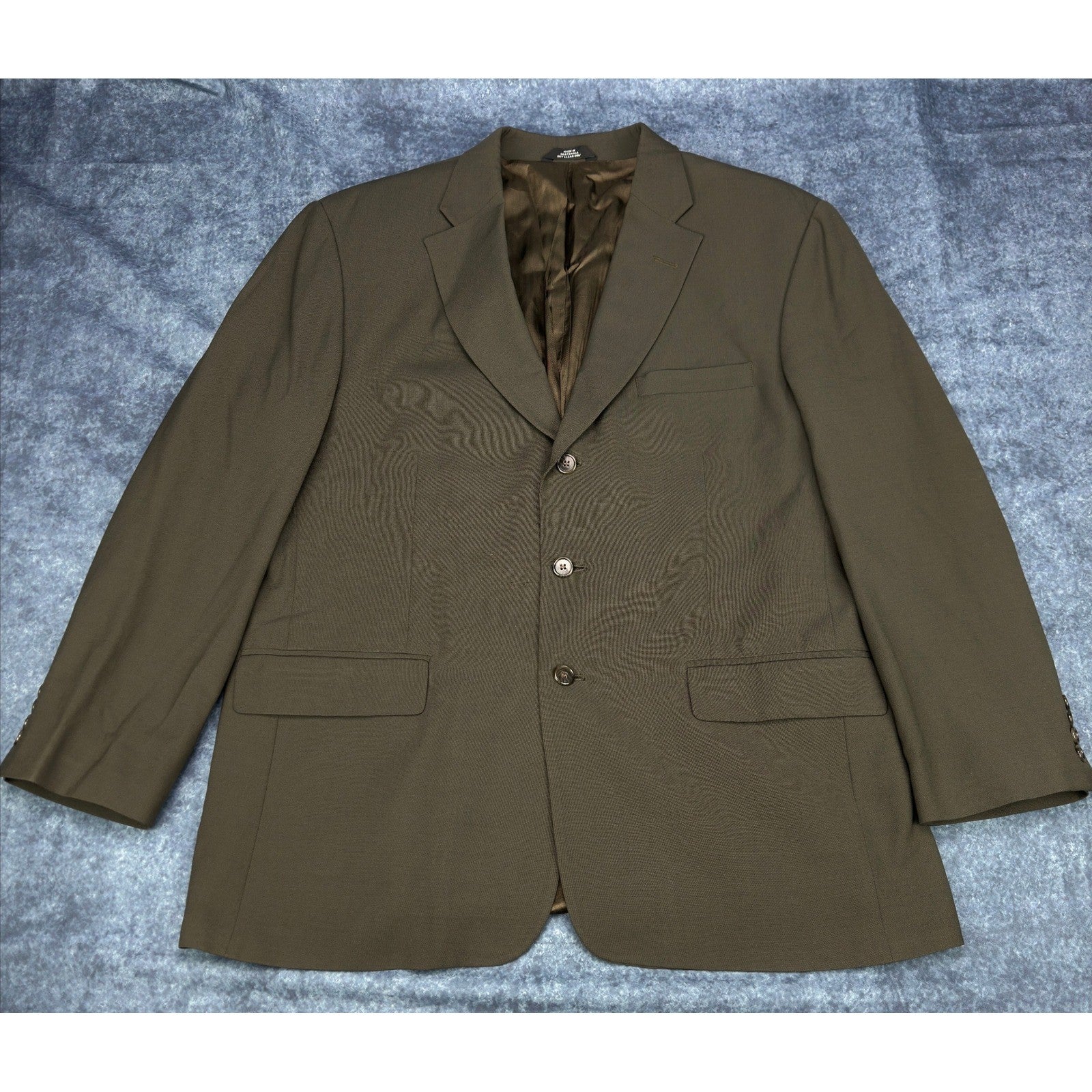 Haggar Black Label Mens 44R Suit 3-Button Blazer Pleated Pants Olive Brown Wool by Haggar