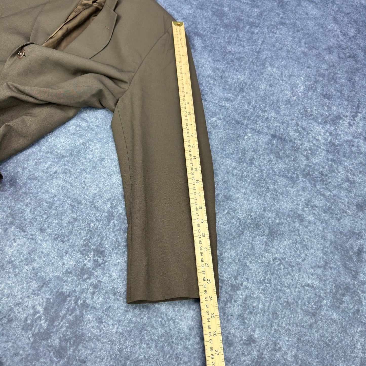 Haggar Black Label Mens 44R Suit 3-Button Blazer Pleated Pants Olive Brown Wool by Haggar