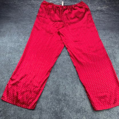 Gilligan O'Malley Womens XL Red Polka Dot Satin Pajama Set Button Up Wide Leg by Gilligan & O'Malley