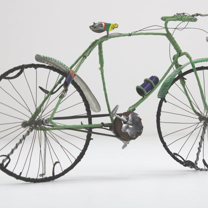 Handmade Recycled Wire Bicycle Sculpture Green Miniature Bike Folk Art Decor by Unbranded