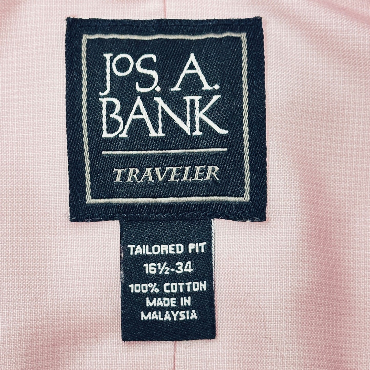 Jos. A. Bank Traveler Mens Tailored Fit Pink Cotton Dress Shirt 16.5-34 by Jos. A. Bank