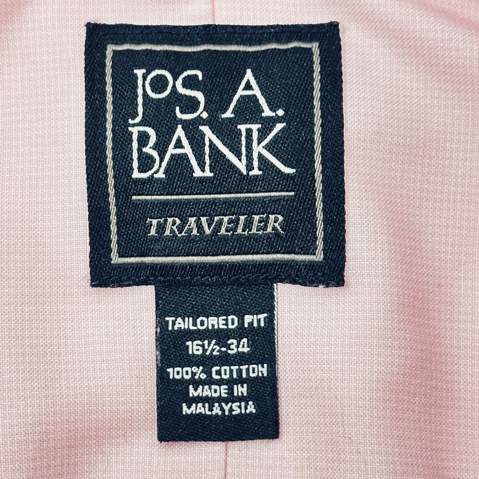 Jos. A. Bank Traveler Mens Tailored Fit Pink Cotton Dress Shirt 16.5-34 by Jos. A. Bank