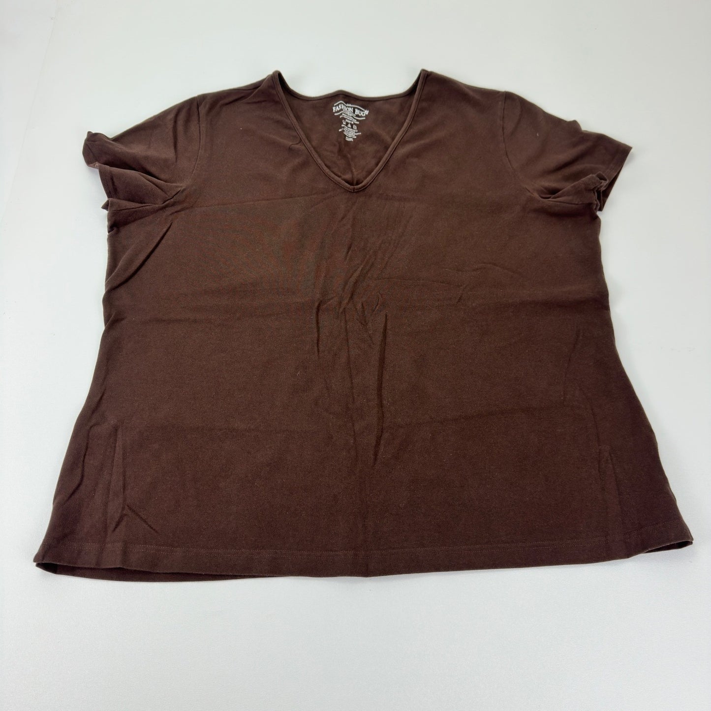 Fashion Bug Stretch Womens Plus 22/24W V-Neck Short Sleeve T-Shirt Brown by Fashion Bug