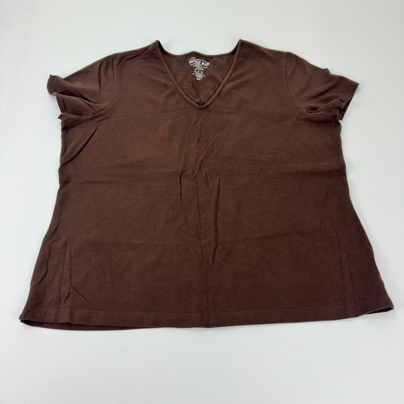 Fashion Bug Stretch Womens Plus 22/24W V-Neck Short Sleeve T-Shirt Brown by Fashion Bug