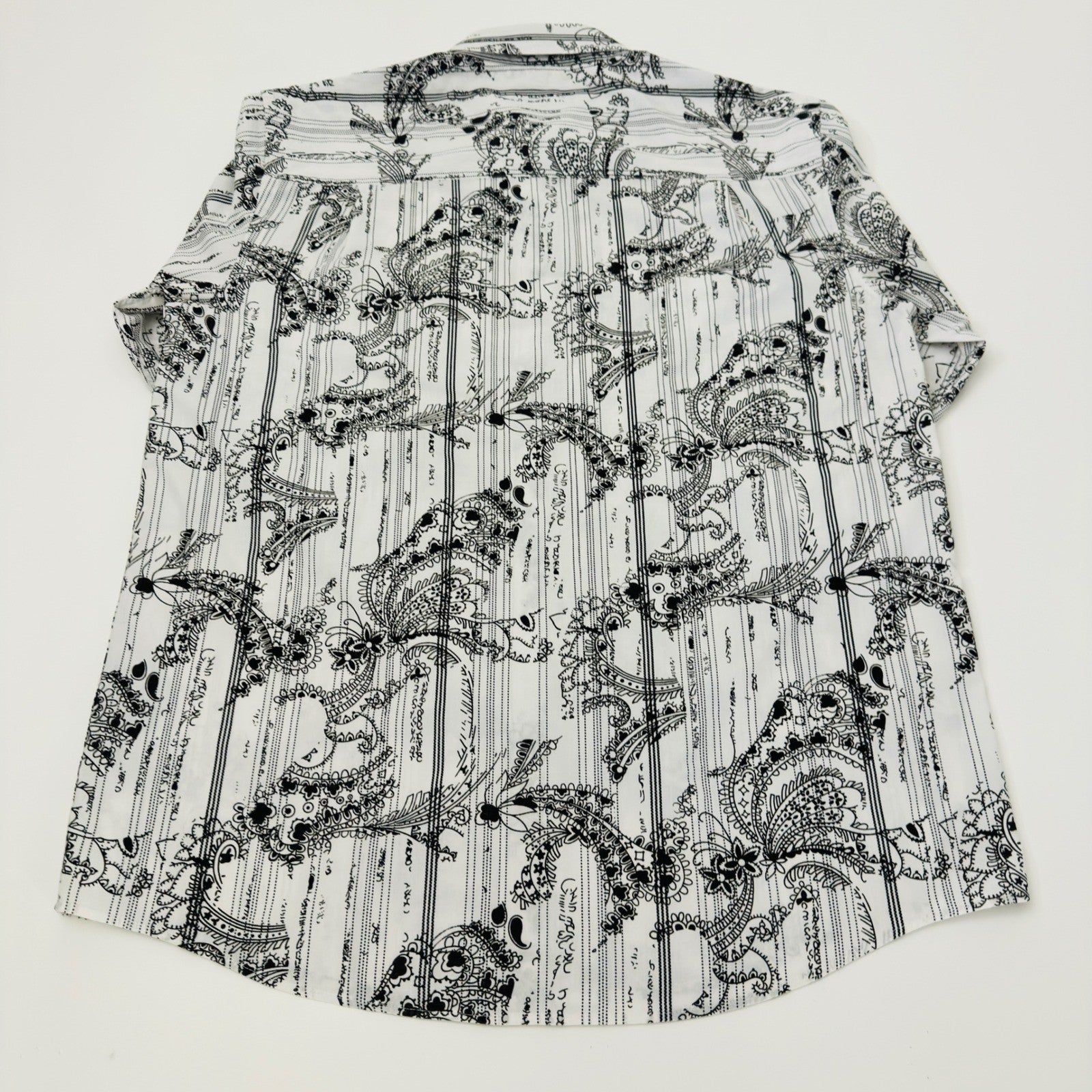 Michael Brandon Mens XL Paisley Striped Graphic Button Down Shirt Black White by Michael Brandon