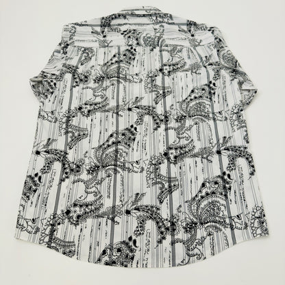 Michael Brandon Mens XL Paisley Striped Graphic Button Down Shirt Black White by Michael Brandon
