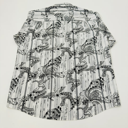 Michael Brandon Mens XL Paisley Striped Graphic Button Down Shirt Black White by Michael Brandon