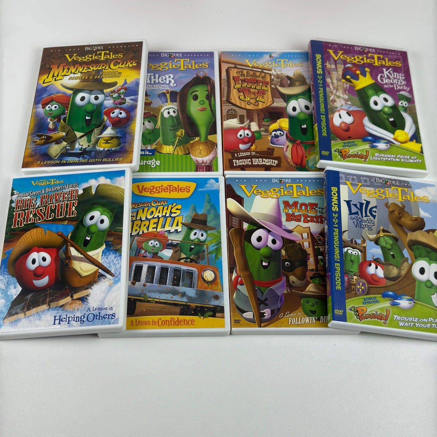 VeggieTales DVD Lot of 8 Minnesota Cuke Esther Moe Big River Rescue King George by Buysaavy