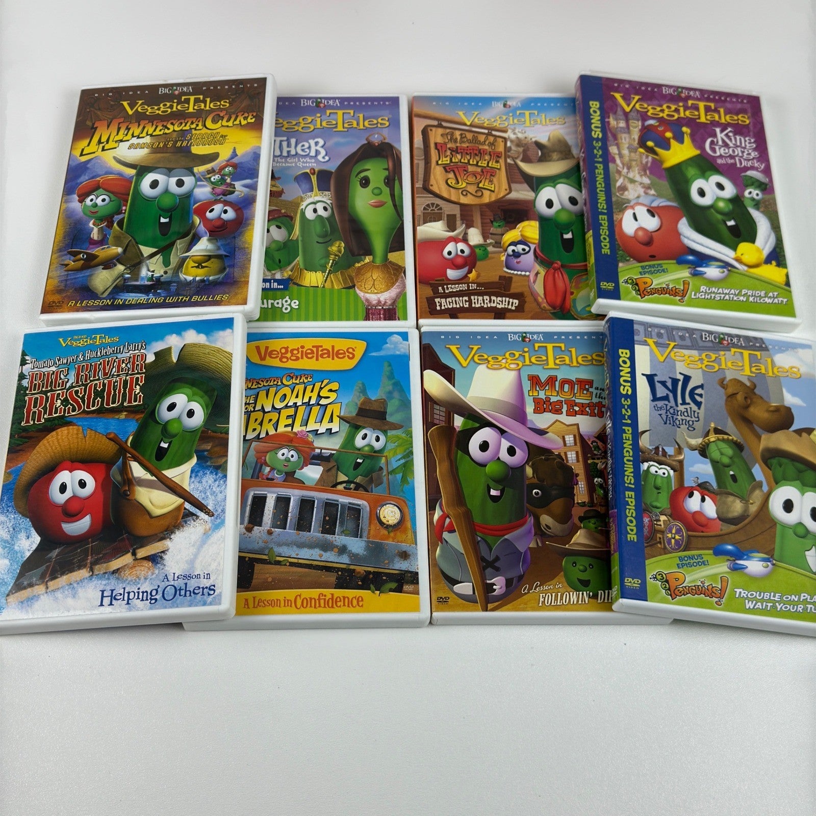 VeggieTales DVD Lot of 8 Minnesota Cuke Esther Moe Big River Rescue King George by Buysaavy