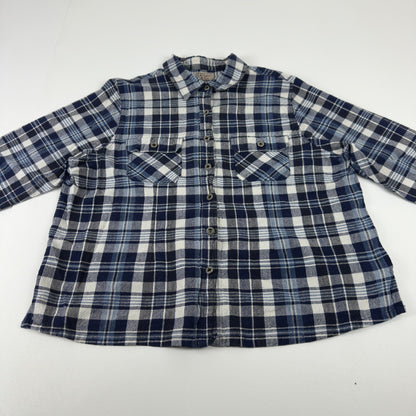 At Last & Co Blue White Plaid Cotton Button Down Shirt Mens 18/20 Flannel L/S by At Last & Co.