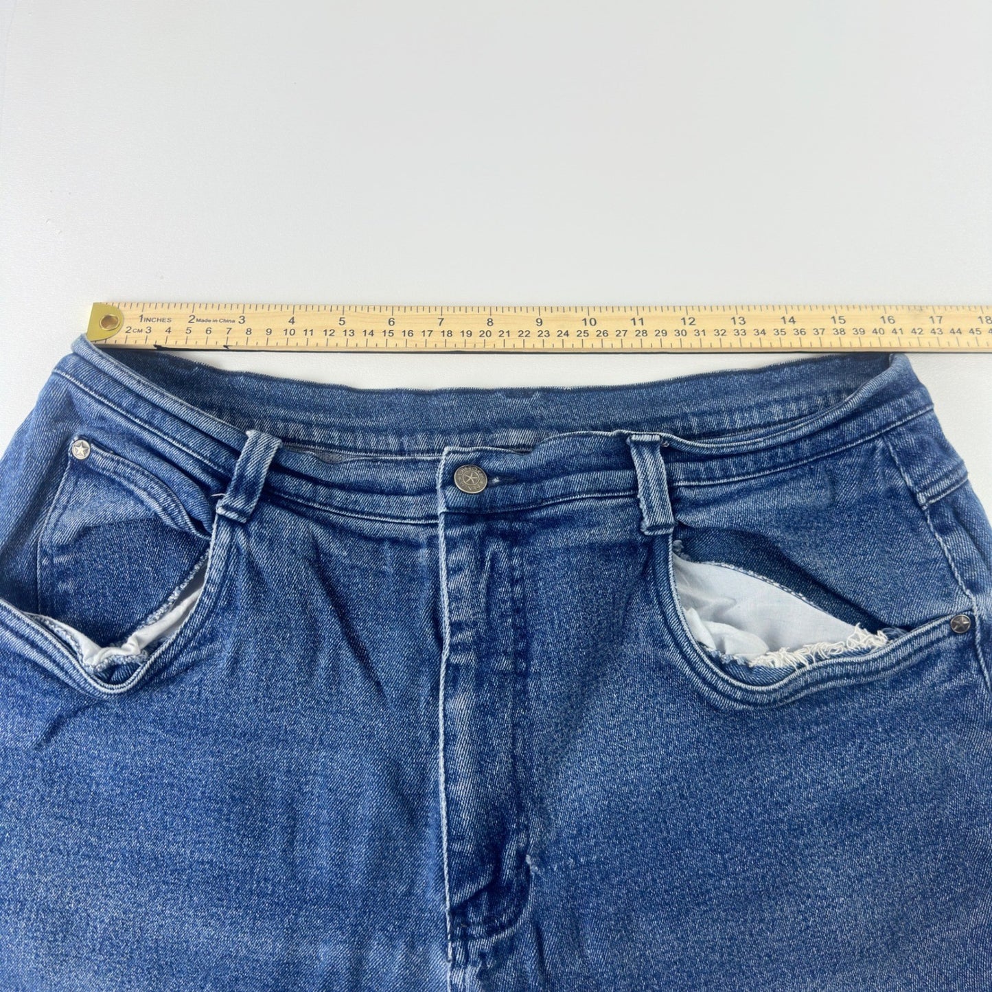 Cherokee Brand Woman Stretch Jeans 16WA Medium Wash Blue Straight Leg Denim by Cherokee Brand
