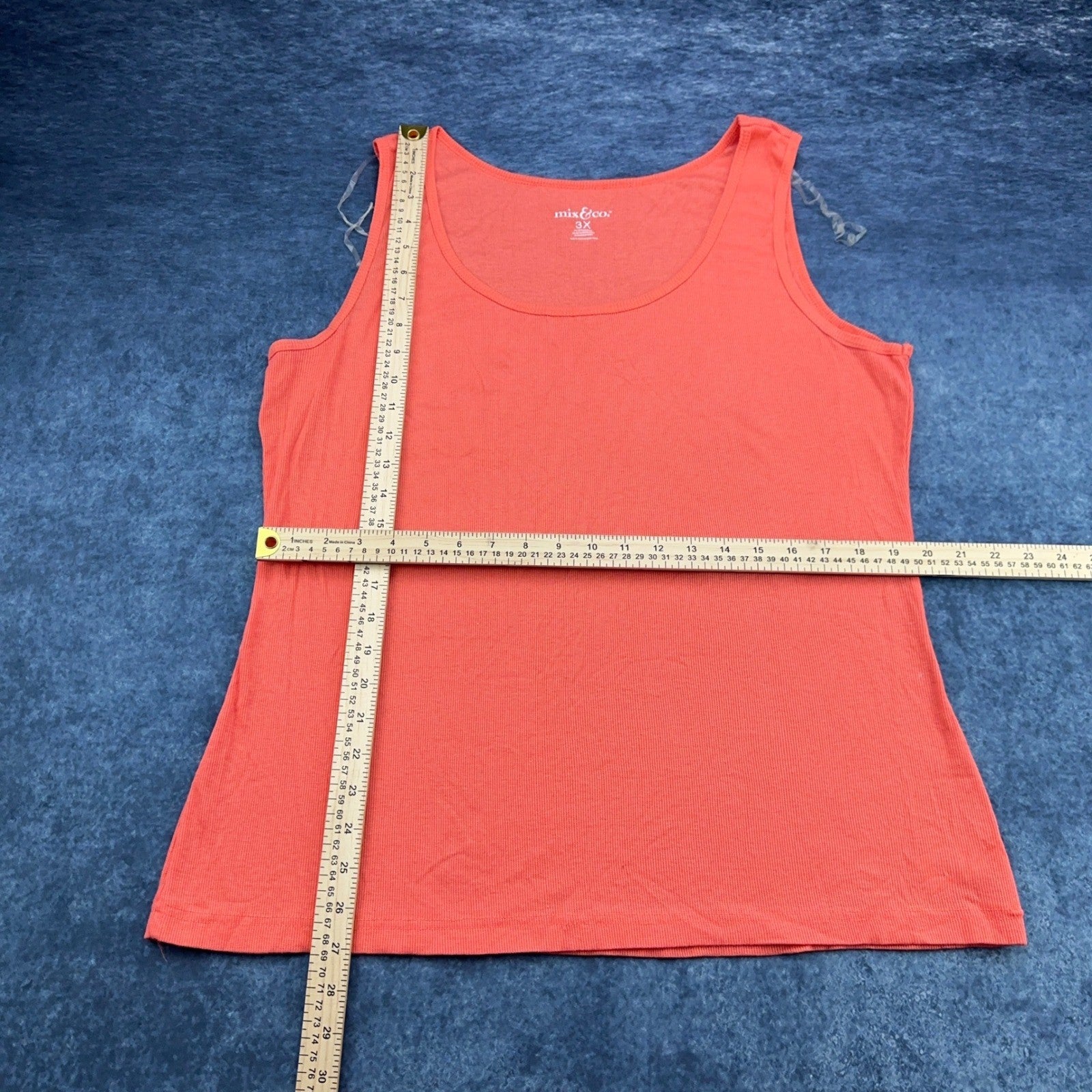 Mix & Co Women Plus Size 3X Coral Orange Ribbed Scoop Neck Tank Top Sleeveless by Mix & Co.
