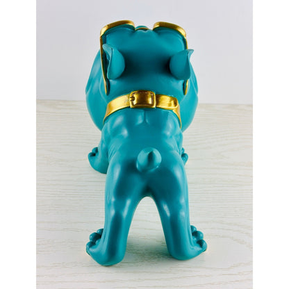 Teal French Bulldog Trinket Dish Sunglasses Collar Gold Accents by Unbranded