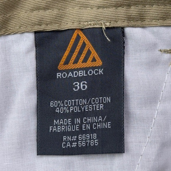 Roadblock Mens Cargo Shorts Khaki Tan Size 36 Multi Pocket Utility Casual Cotton by Roadblock