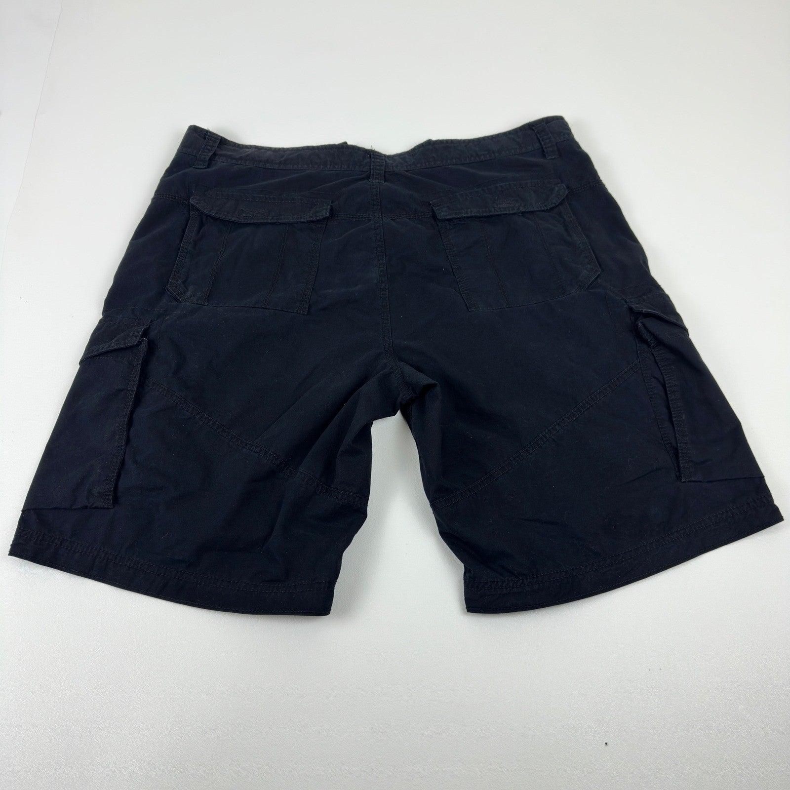 Faded Glory Mens Cargo Shorts Black Size 38 Cotton Drawstring Utility Pockets by Faded Glory