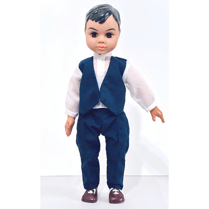 Vintage Dazl Boy Doll Formal Outfit, Blue Vest, 16" Collectible Play Doll by Dazl Dolls by Russ