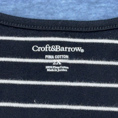 Croft & Barrow V-Neck Shirt - Pima Cotton Black White by Croft & Barrow