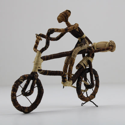 Handcrafted African Banana Fiber Bicycle Cyclist Sculpture Folk Art Figurine by Buysaavy