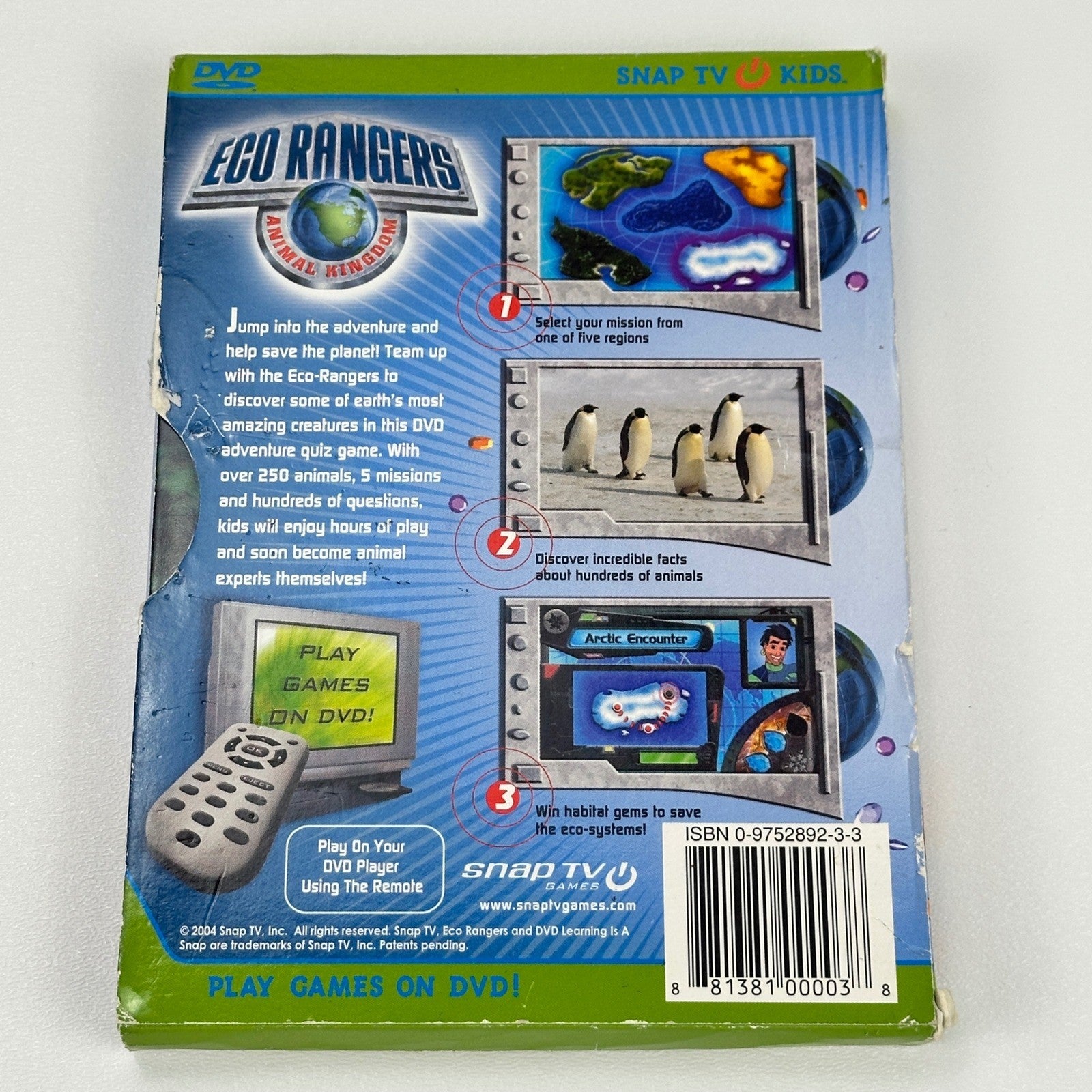 Eco Rangers Animal Kingdom DVD Learning Adventure Game Snap TV Kids 2004 Ages 6+ by Buysaavy