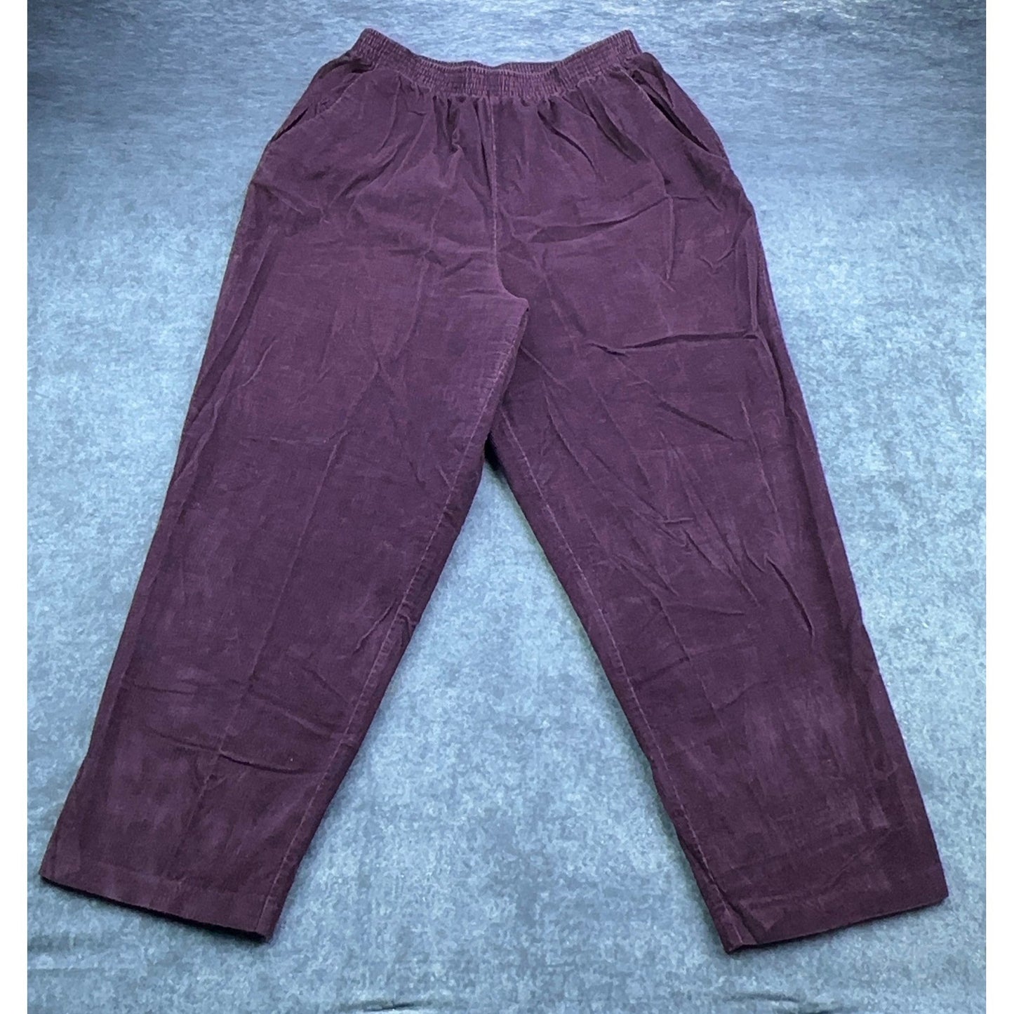 Briggs New York Womens 18W Corduroy Pants Plum Purple Elastic Waist Cotton 100% by Briggs New York