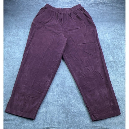 Briggs New York Womens 18W Corduroy Pants Plum Purple Elastic Waist Cotton 100% by Briggs New York