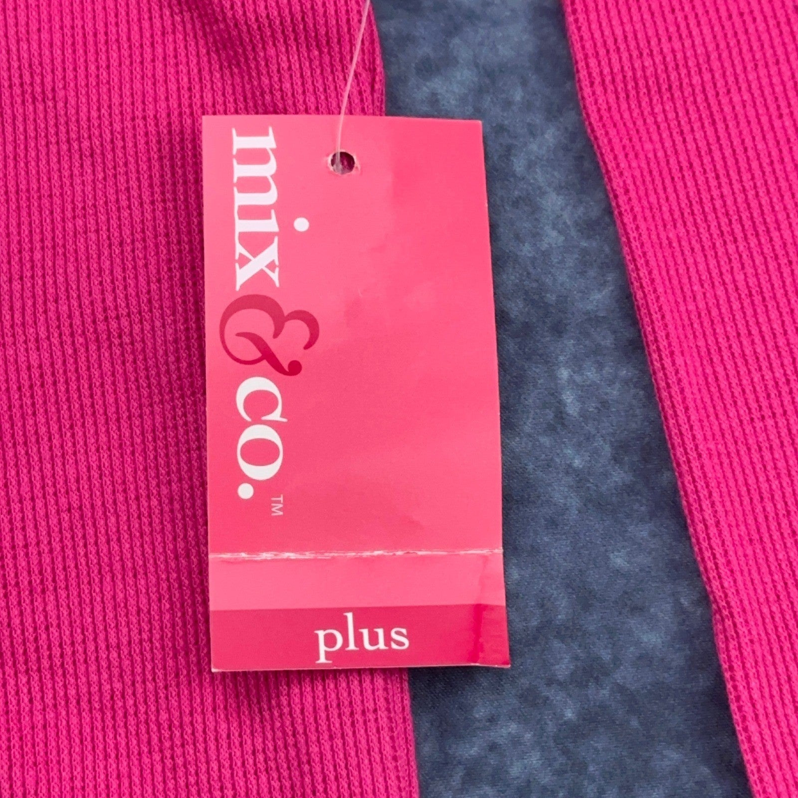 Mix & Co Plus Womens 3X Fuchsia Pink Ribbed Henley Long Sleeve Sleep Top NWT by Mix & Co.