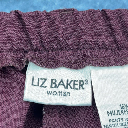 Liz Baker Woman Plum Purple Pleated Front Tapered Dress Pants 16WP Petite Plus by Liz Baker