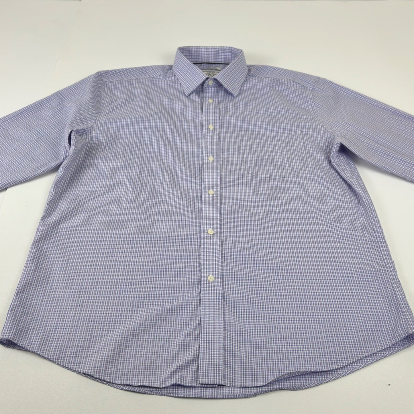 Jos. A. Bank 1905 Mens Tailored Fit Non-Iron Cotton Shirt Purple Check 16.5-34 by Jos. A. Bank