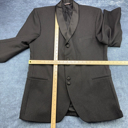 Tailored by Bonacci Mens Black Textured Pinstripe Tuxedo Suit Shawl Lapel USA by Buysaavy