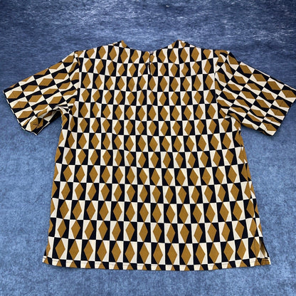 Jordan Womens Short Sleeve Geometric Diamond Print Blouse Mustard Black Size S by Jordan
