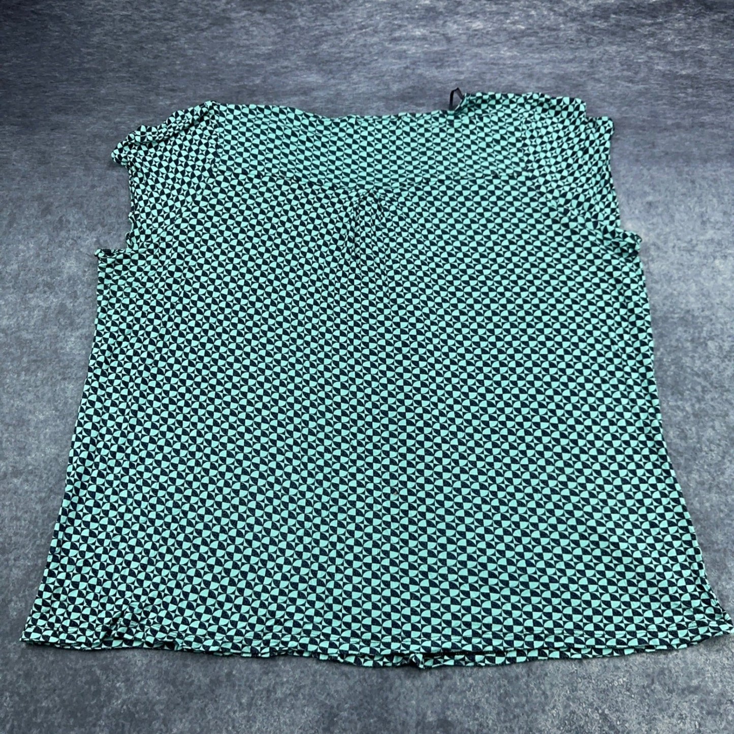 Michael Michael Kors Womens 2X Teal Black Geometric Print Short Sleeve Blouse by Michael Michael Kors