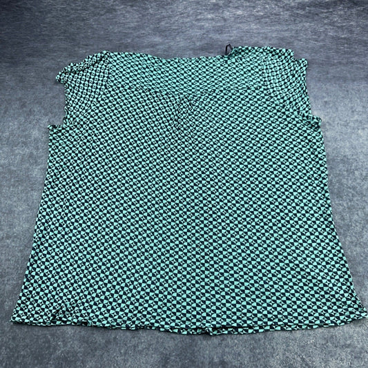 Michael Michael Kors Womens 2X Teal Black Geometric Print Short Sleeve Blouse by Michael Michael Kors