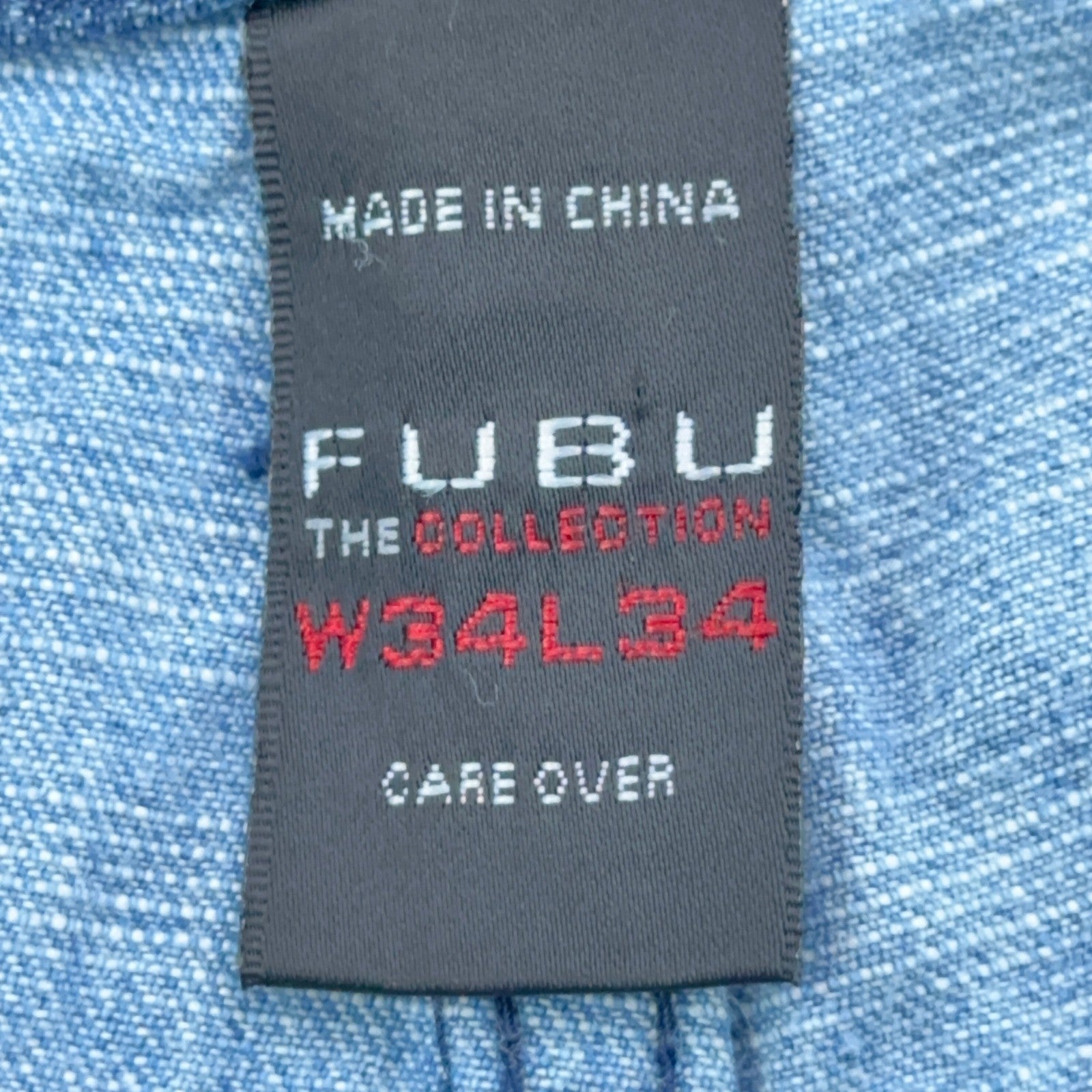 Vintage FUBU The Collection Patchwork Baggy Jeans Mens 34x34 Blue Streetwear 90s by FUBU