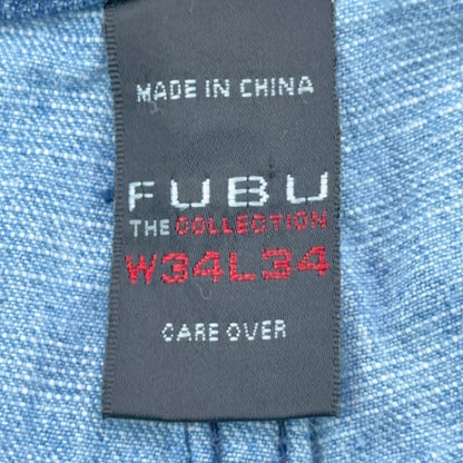 Vintage FUBU The Collection Patchwork Baggy Jeans Mens 34x34 Blue Streetwear 90s by FUBU