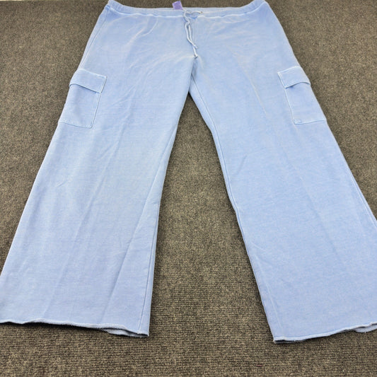 Old Navy Womens XXL Periwinkle Blue Cargo Sweatpants Wide Leg Raw Hem Drawstring by Old Navy