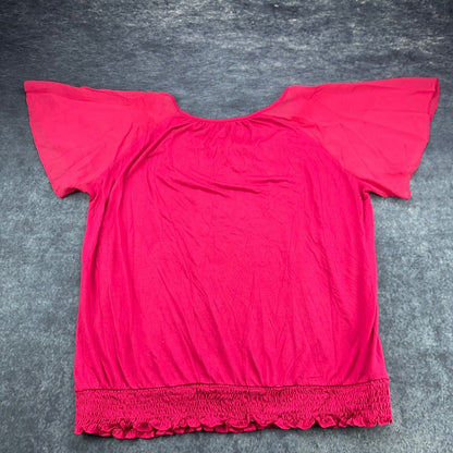 French Laundry Woman Pink Embellished Smocked Hem Top Plus Size 22/24 RN63619 by French Laundry