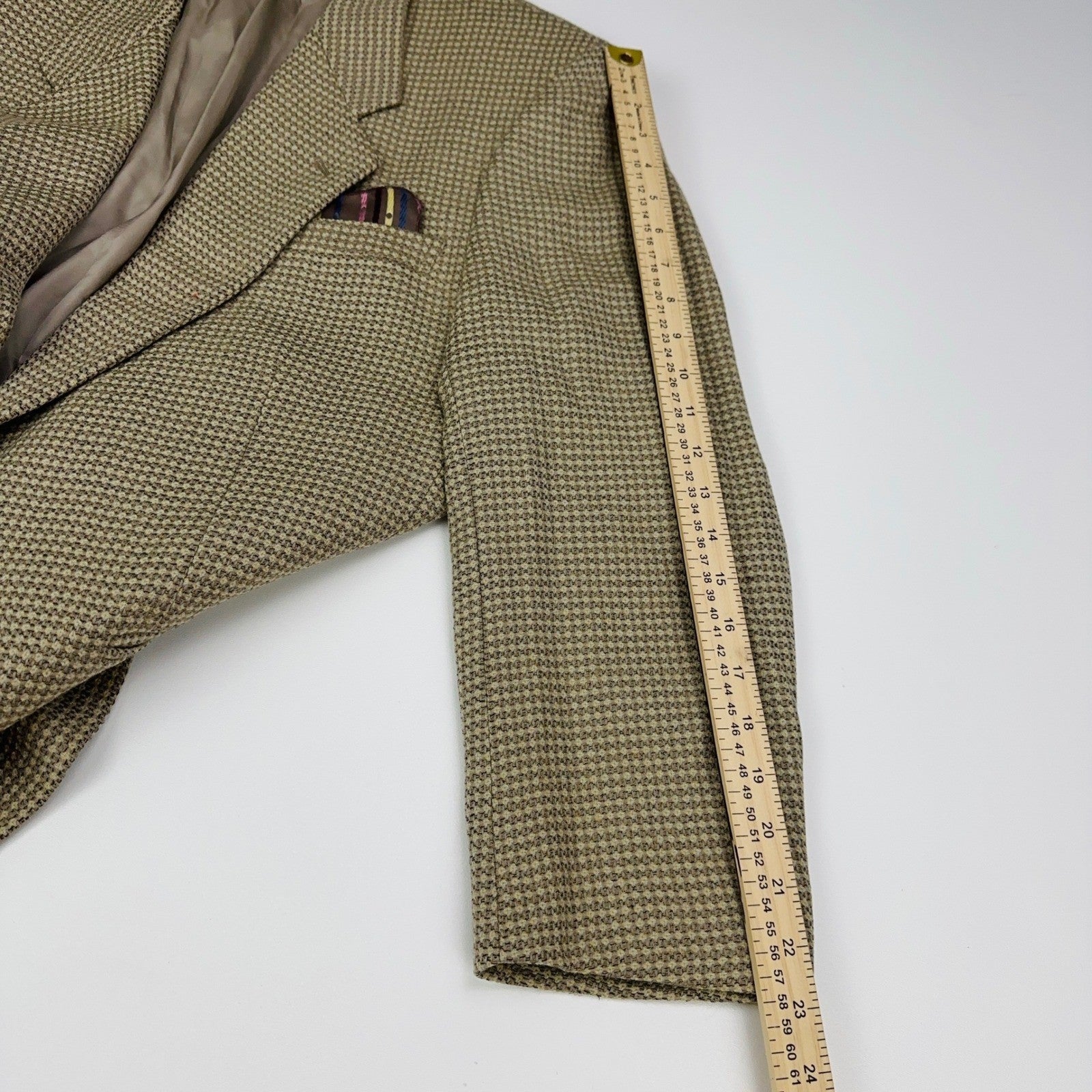 Manci by Mancillas Mens Vintage Micro Check Blazer Sport Coat Brown Tan 42R by Manci by Mancillas