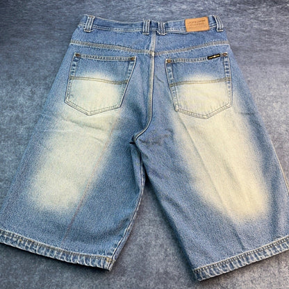 Jordan Craig Mens Baggy Denim Shorts Blue Sandblasted Fade Size 36 Y2K Jorts by Jordan Craig