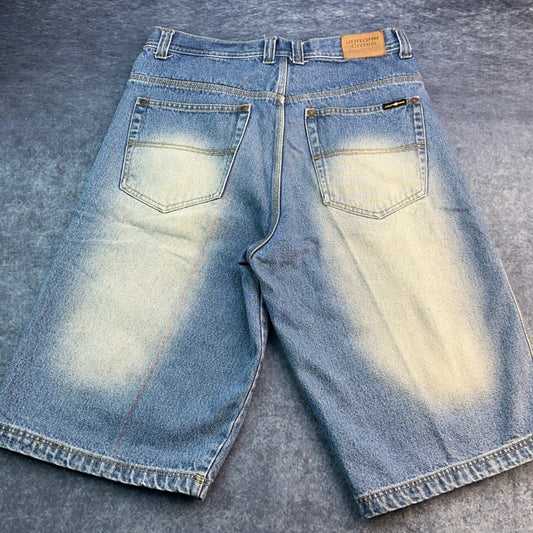 Jordan Craig Mens Baggy Denim Shorts Blue Sandblasted Fade Size 36 Y2K Jorts by Jordan Craig