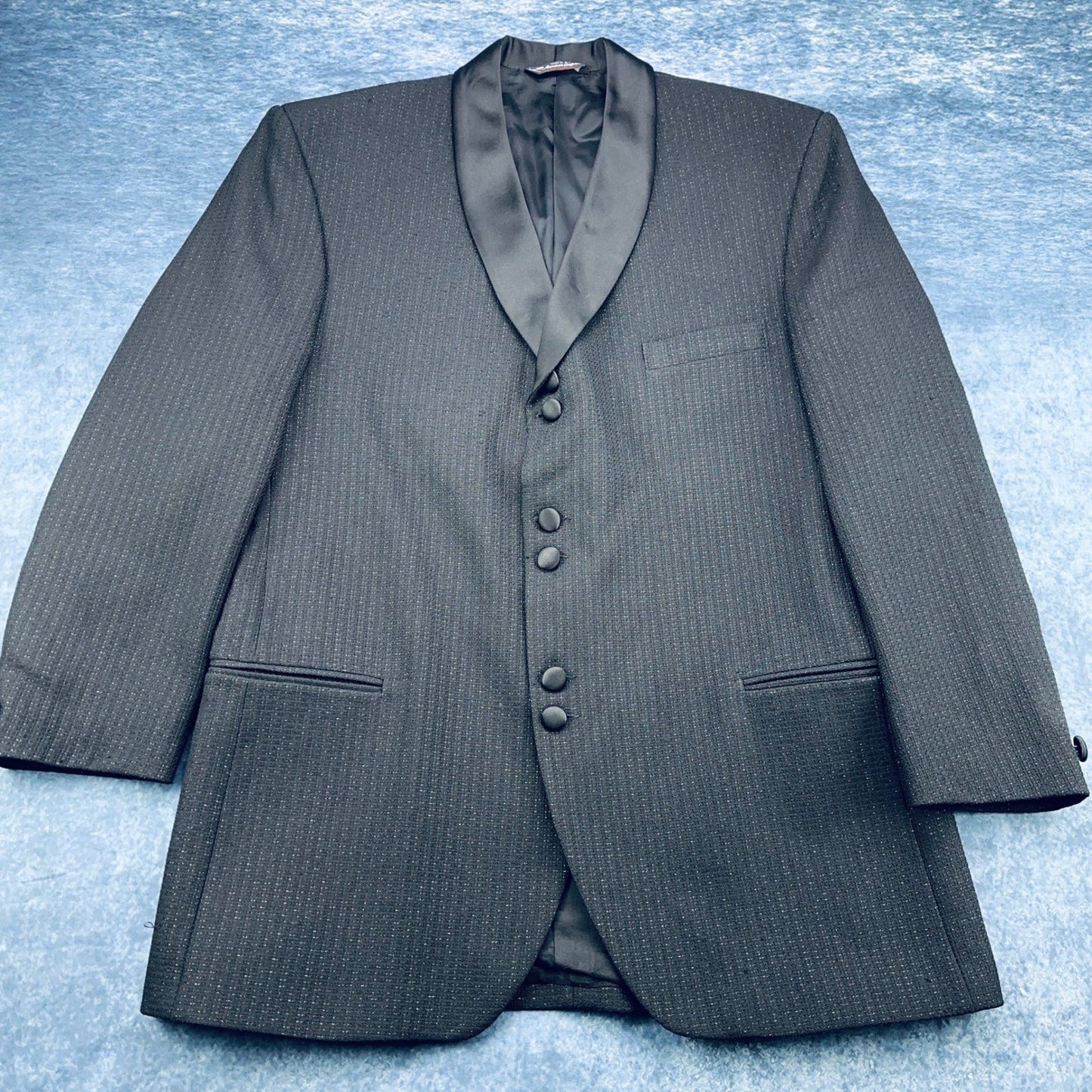 Tailored by Bonacci Mens Black Textured Pinstripe Tuxedo Suit Shawl Lapel USA by Buysaavy