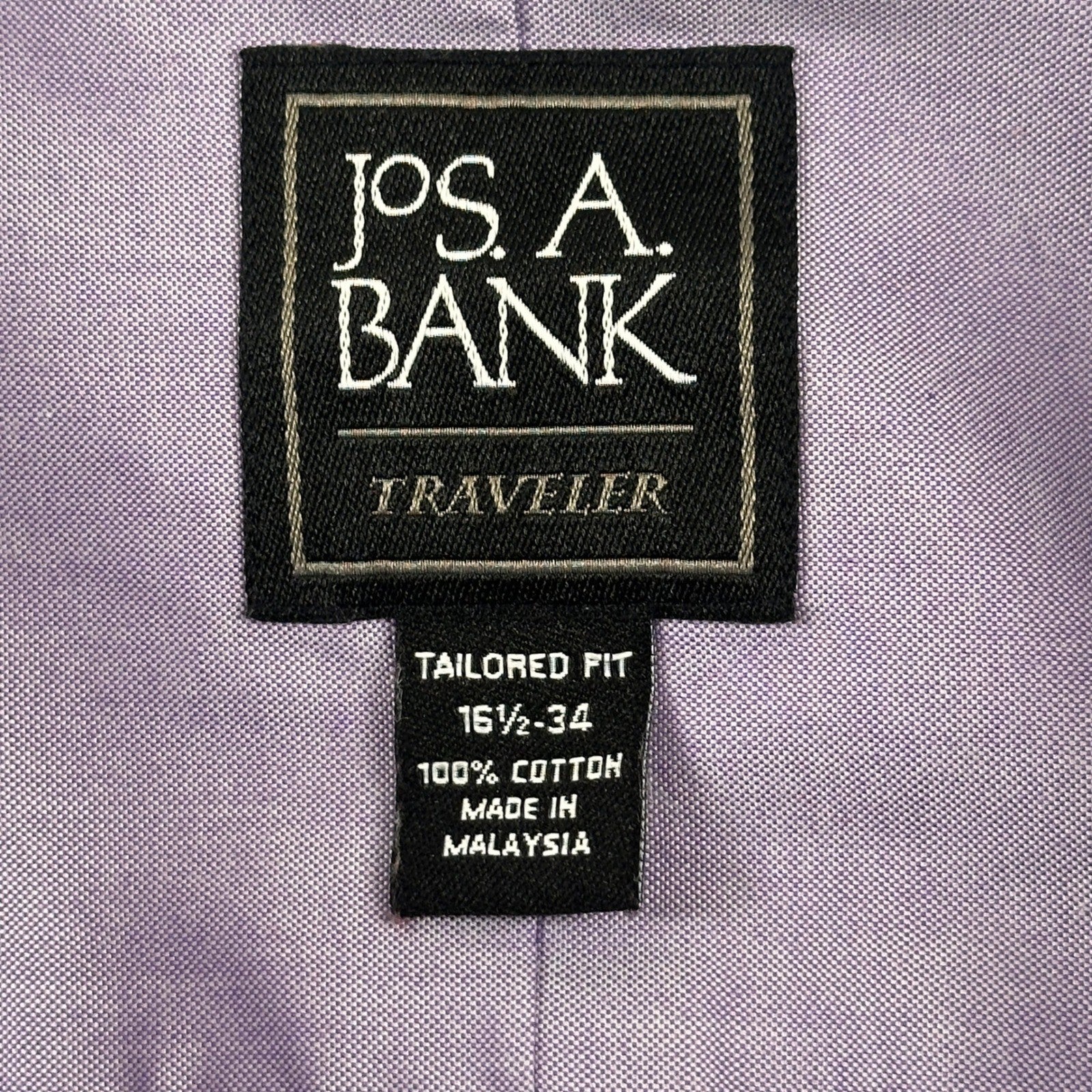 Jos A Bank Travelers Mens Tailored Fit Dress Shirt Lavender 23x33 by Jos. A. Bank