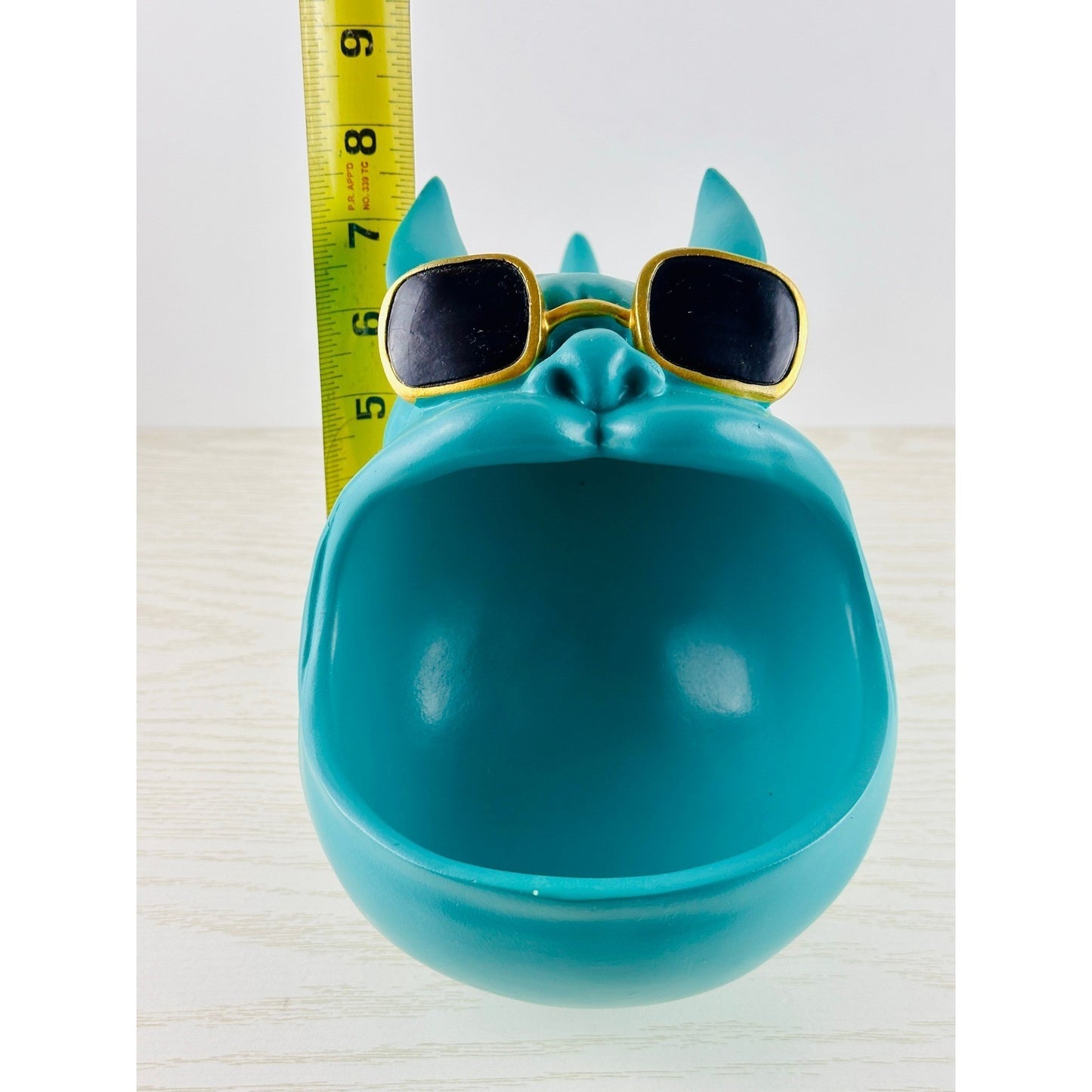 Teal French Bulldog Trinket Dish Sunglasses Collar Gold Accents by Unbranded