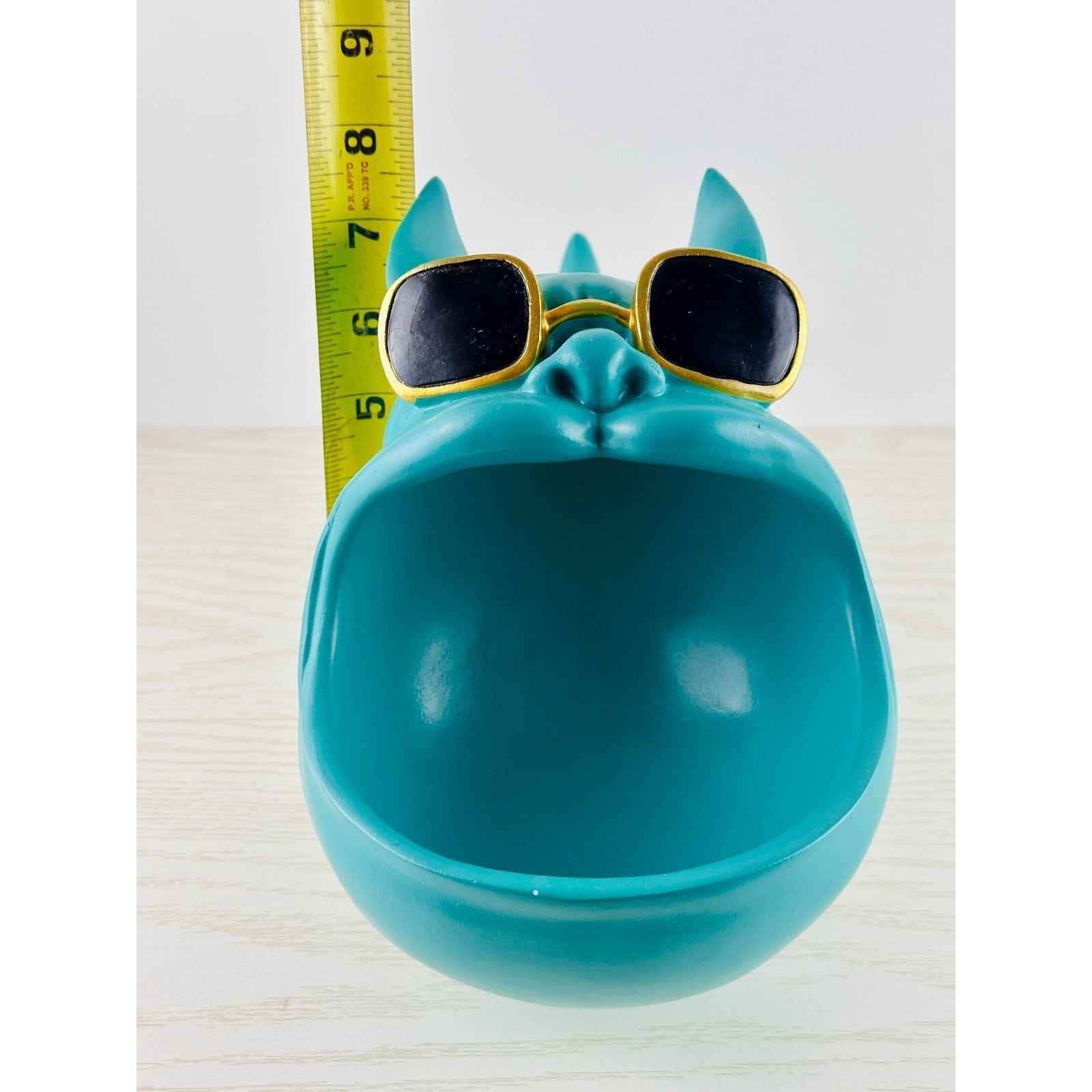 Teal French Bulldog Trinket Dish Sunglasses Collar Gold Accents by Unbranded
