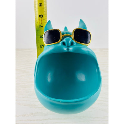 Teal French Bulldog Trinket Dish Sunglasses Collar Gold Accents by Unbranded