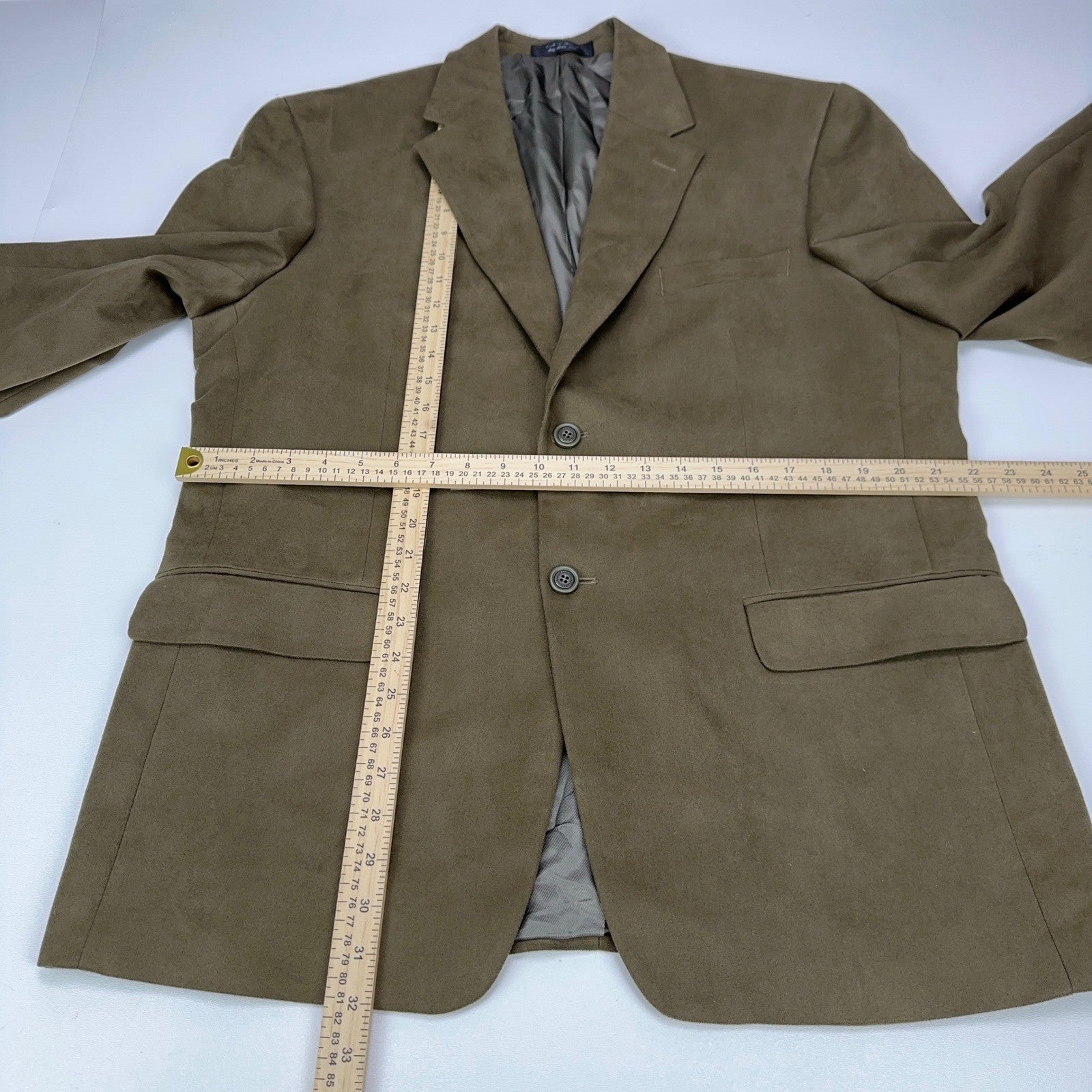 Andrew Fezza Fusion Mens 43R Blazer Olive Brown Faux Suede Sport Coat 2-Button by Andrew Fezza Fusion