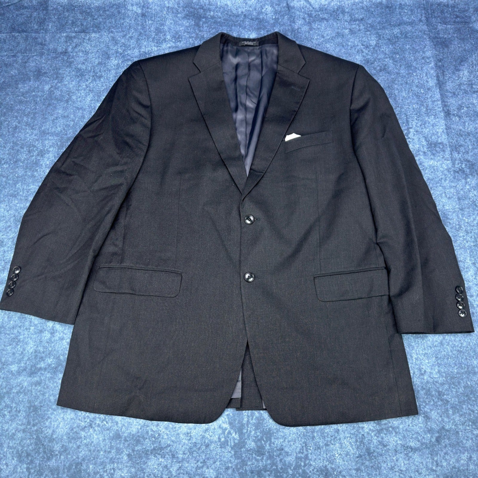 Jones New York Classic Mens 2-Piece Suit Charcoal Black 100% Wool 38W 46R by Jones New York Classic