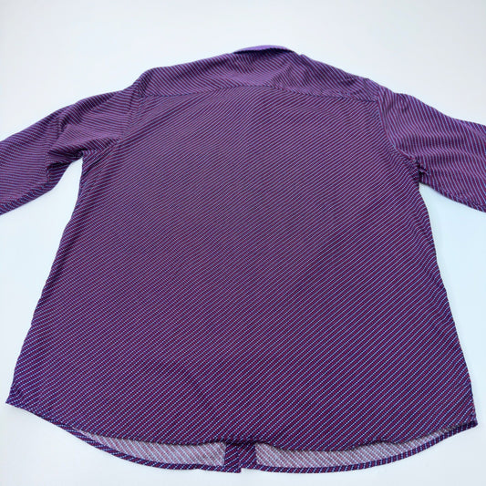 Johnston & Murphy Mens XL Purple Geometric Button Down Long Sleeve Dress Shirt by Johnston & Murphy